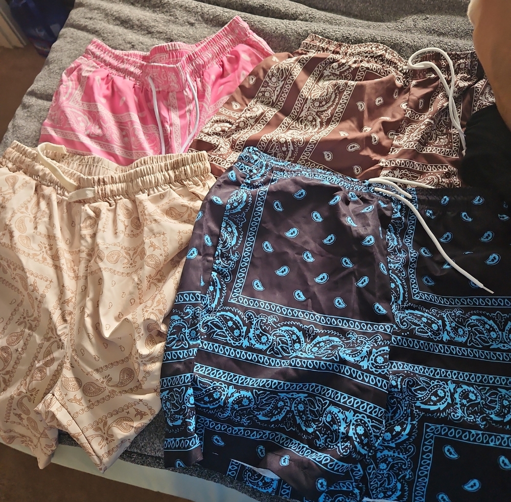 4  Pairs Of Men's Paisley Swim Trunks